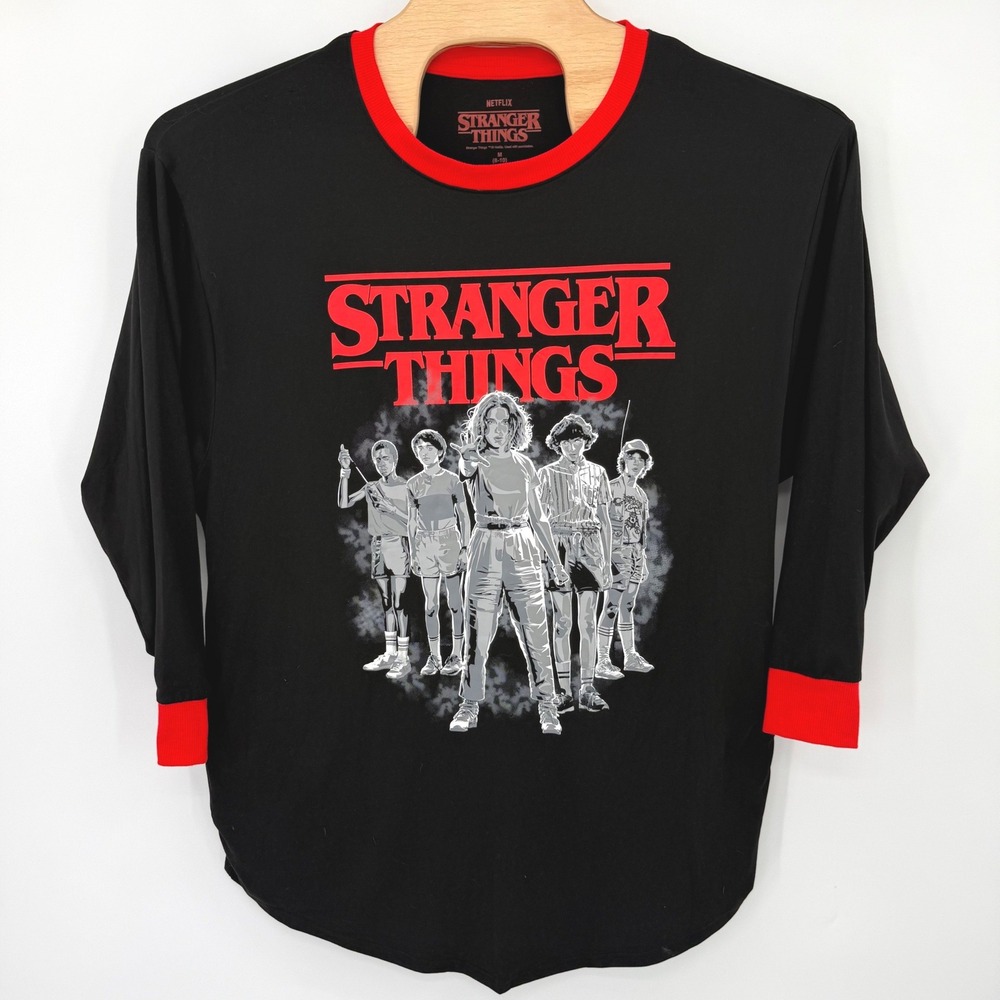 Netflix Stranger Things Sleepwear Kids M 8-10 Black Red Graphic Shirt LZ45910GC